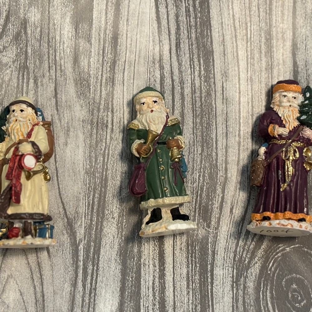Set of 3 Vintage Lead Santa Figurines